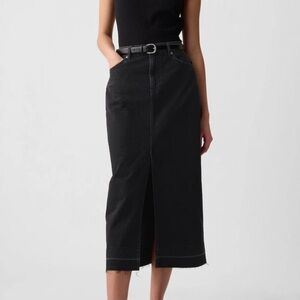 Black Denim Midi Skirt
